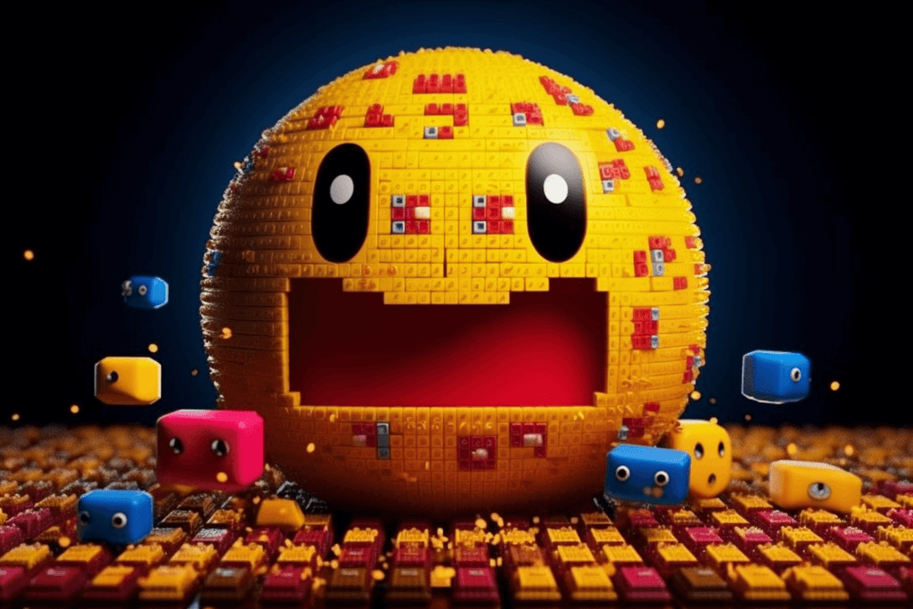pac man inspired abstract digital pixelated art by wall art dream company
