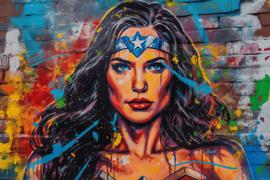 wonder woman digital pop art graffiti by wall art dream company