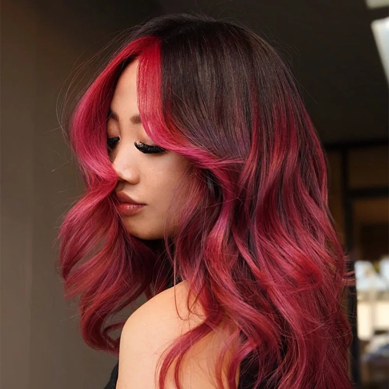 Red_hot_elegance|Money Piece Hair Highlight Ideas
