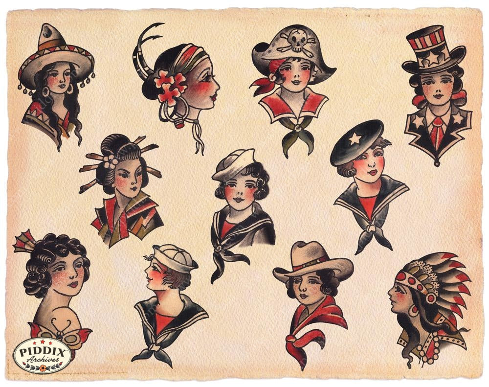 Vintage Pirate Girl Tattoo Poster for Sale by IronAndFire  Redbubble