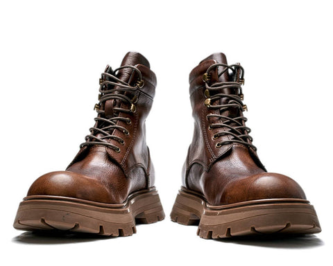 Men's weatherproof leather lace-up work boots with lug sole1