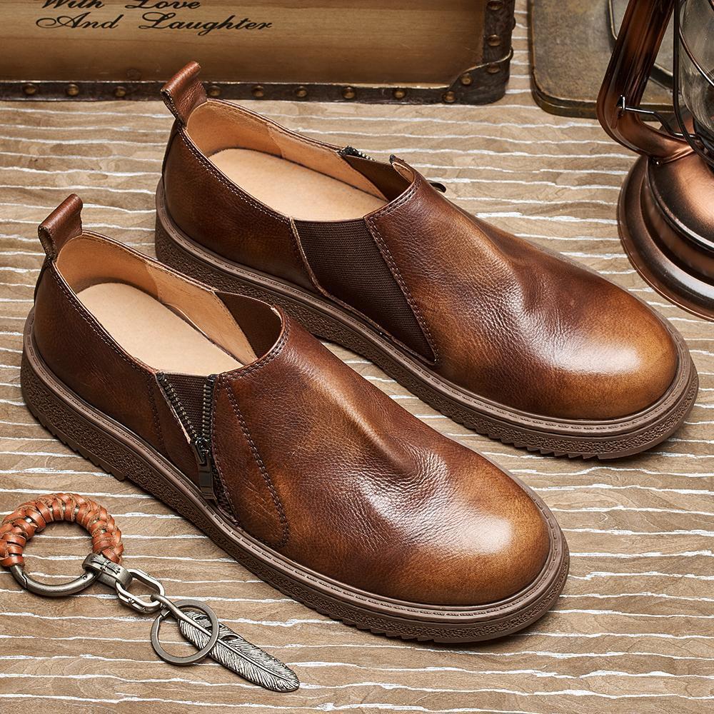 Retro low-cut men's breathable genuine leather business Chelsea boots1