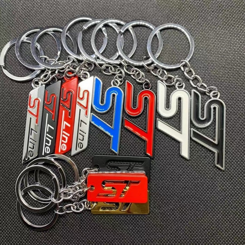 ST Line Car Keychain Key Chain Ring Keyring Key Holder Badge for Ford Kuga Focus Fiesta Ecosport Mondeo Fusion Transit Pendant