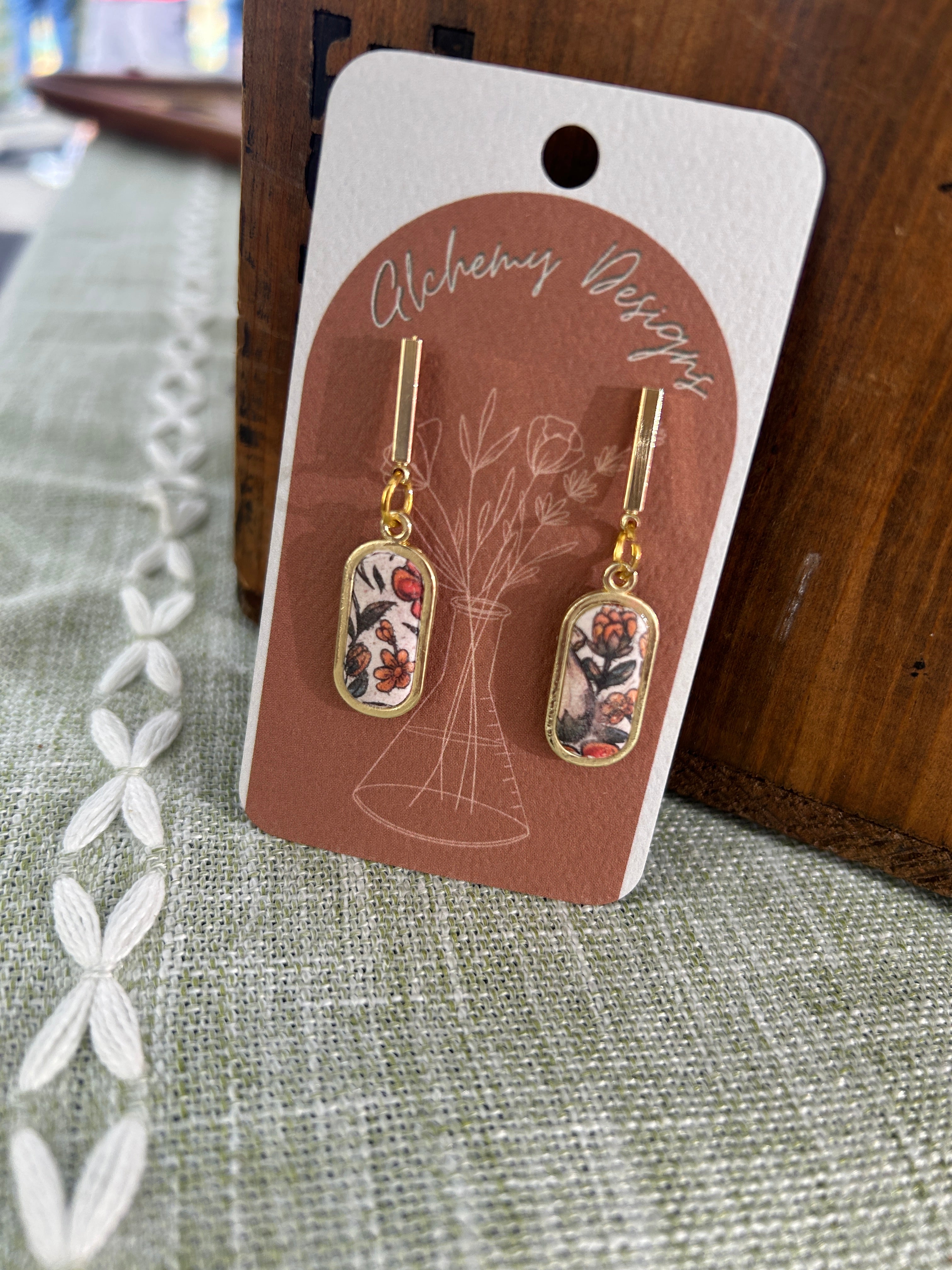 Fall Vintage Floral Smaller Dangle