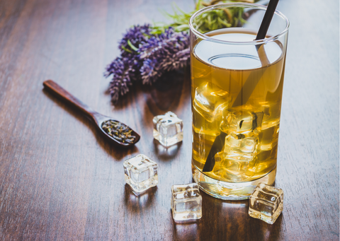 a refreshing iced lavender tea