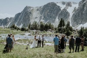 Outdoor Adventures - Wedding party among mountains