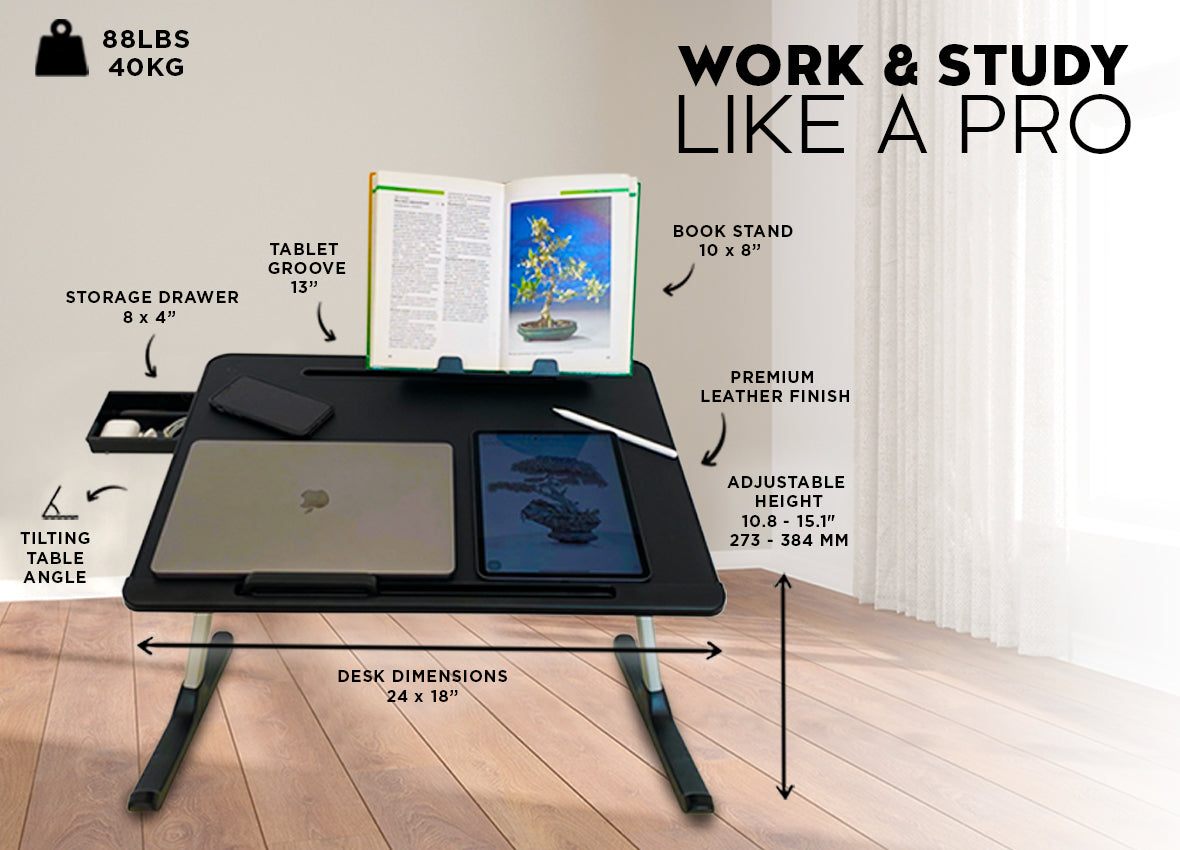 Cooper Desk PRO Leather Folding Desk, Adjustable Height  Tilt Angles –  Tablet2Cases