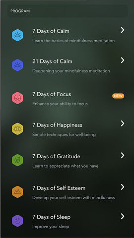 Calm app for meditation on tablets