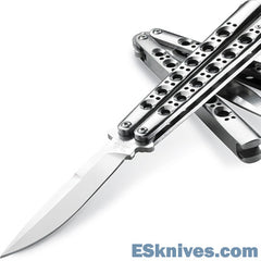 Silver Vented Butterfly Knife - Sharpened Silver Balisong - Real Sharp Butterfly  Knives
