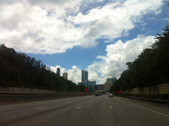 Buckhead highway with clouds in sky