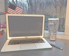Laptop with American flag
