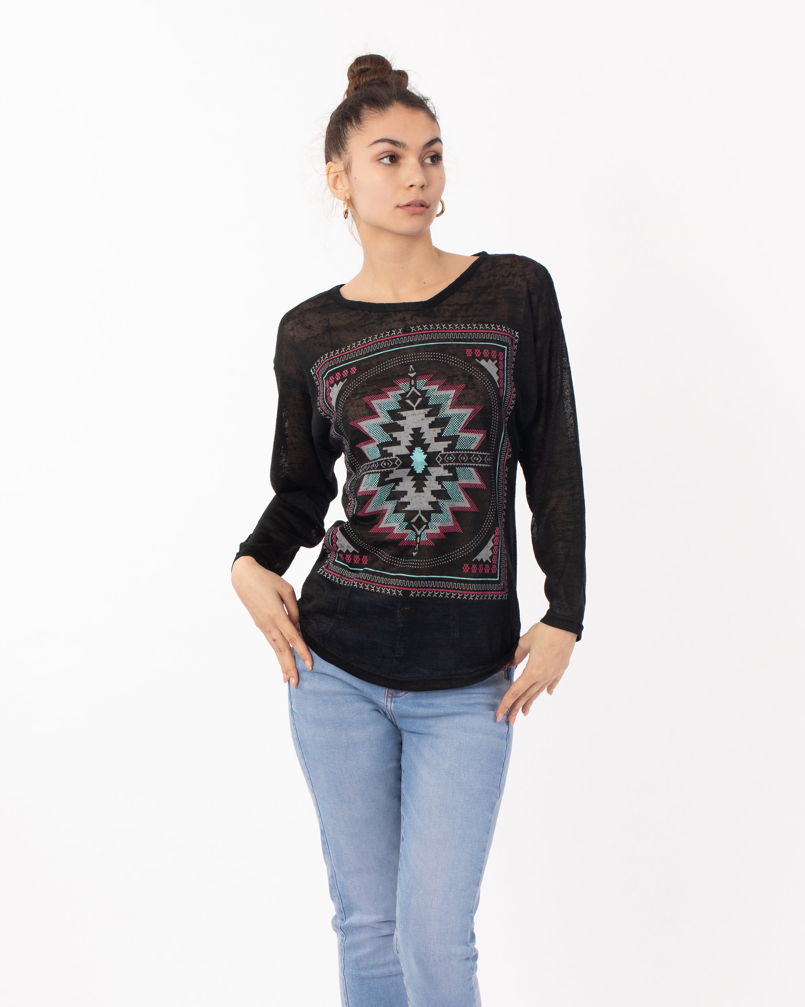 Floral Mirrored Print Long Sleeve