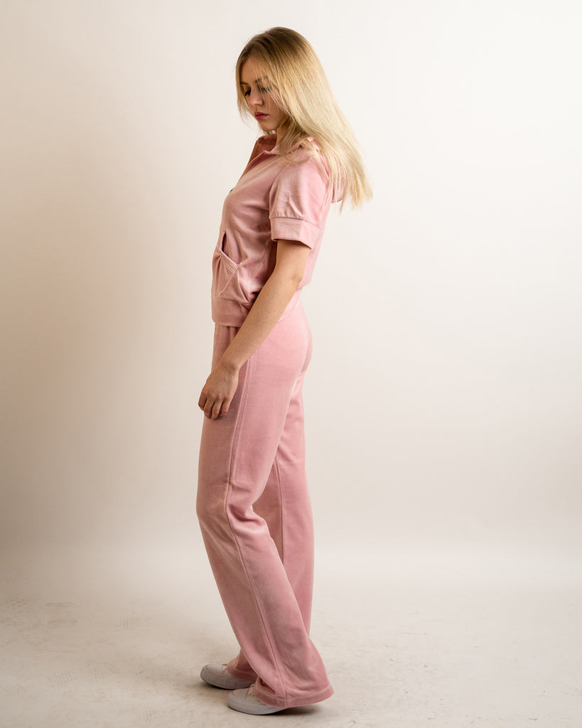 baby pink velour tracksuit