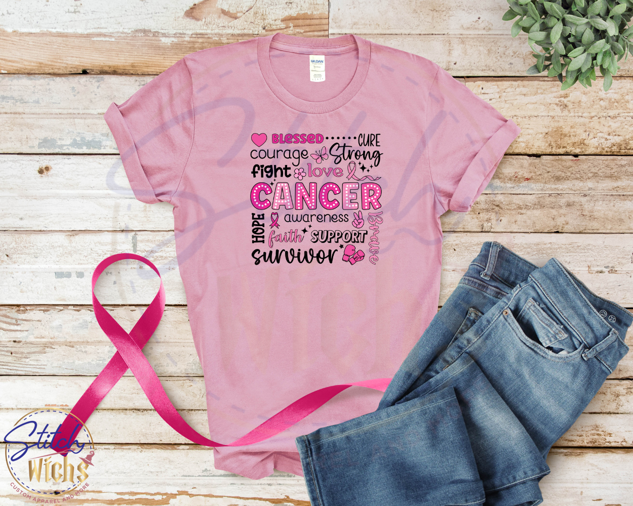 Words of Strength Breast Cancer Awareness Tee