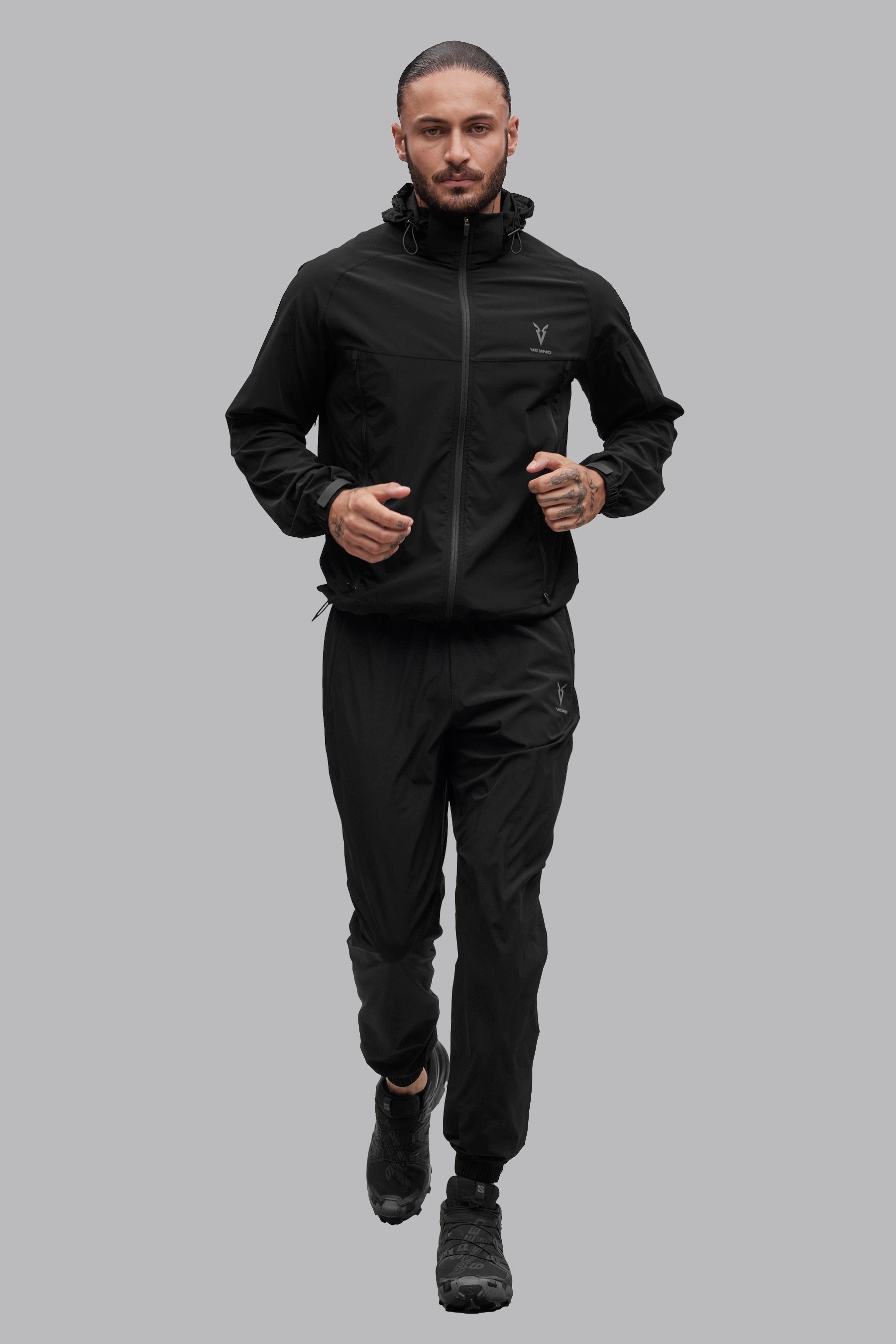 Hooded Running Jacket - Black