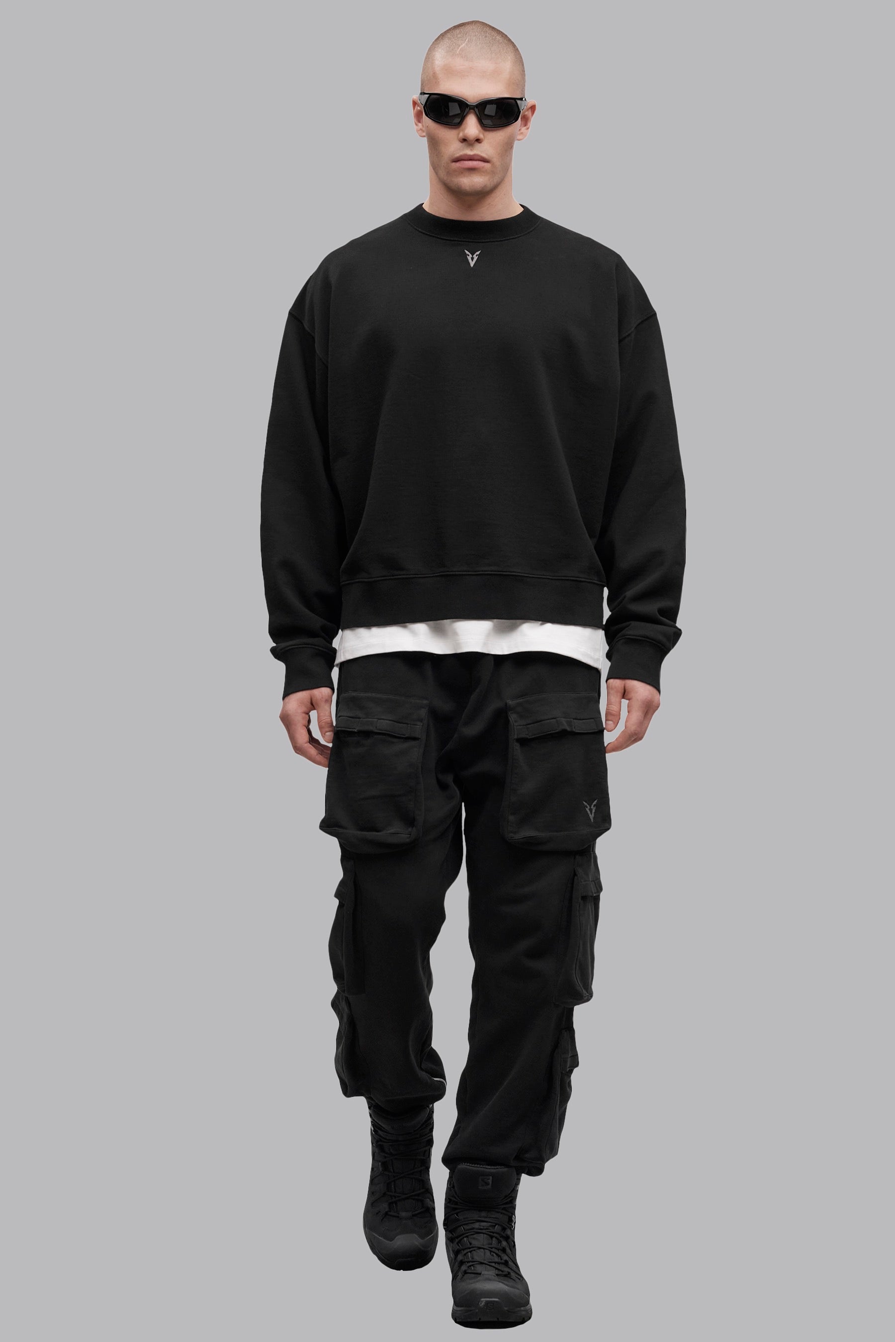 V_LYFE420 BOXY SWEATER - Black