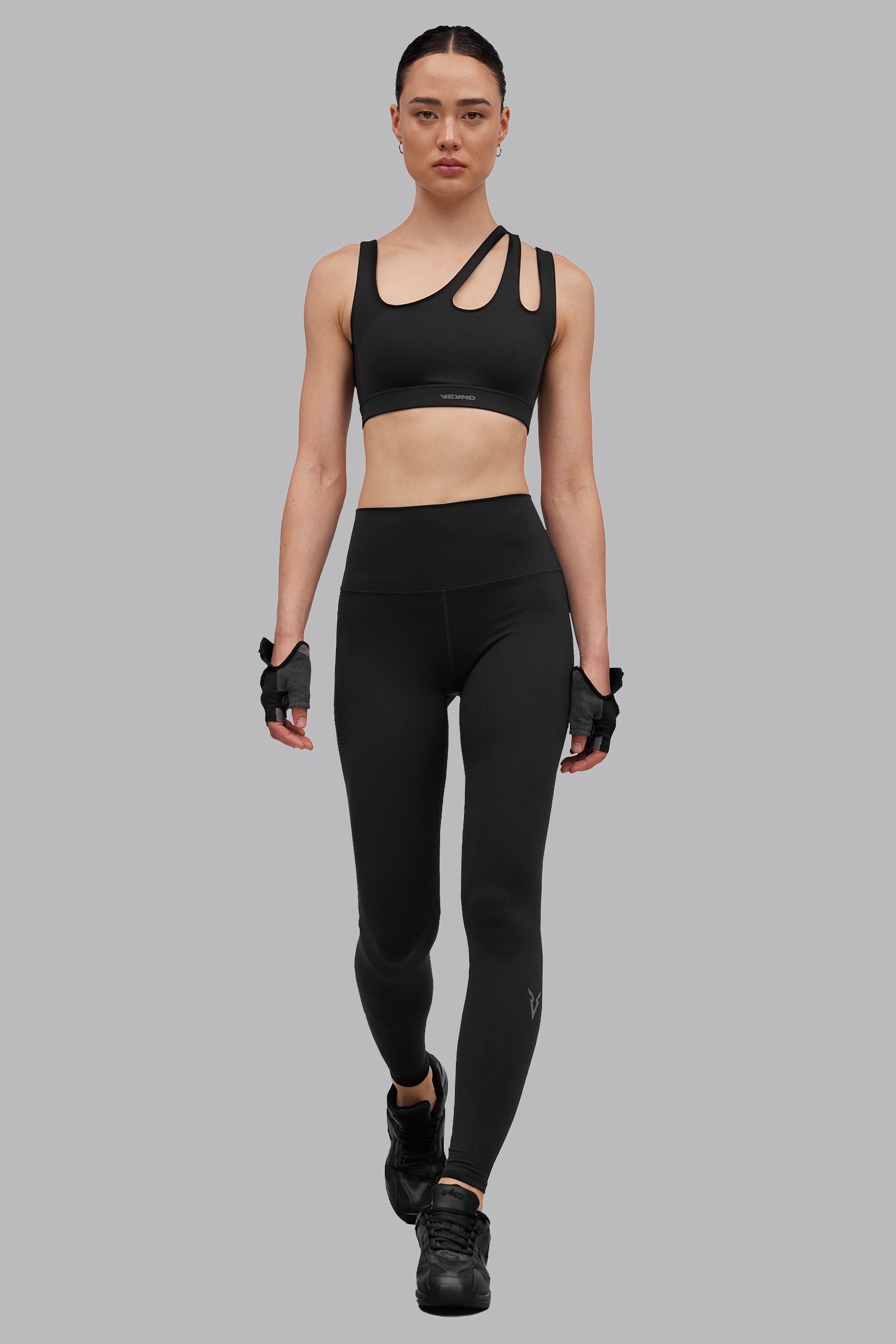 Asymmetric Detail Sports Bra - Black