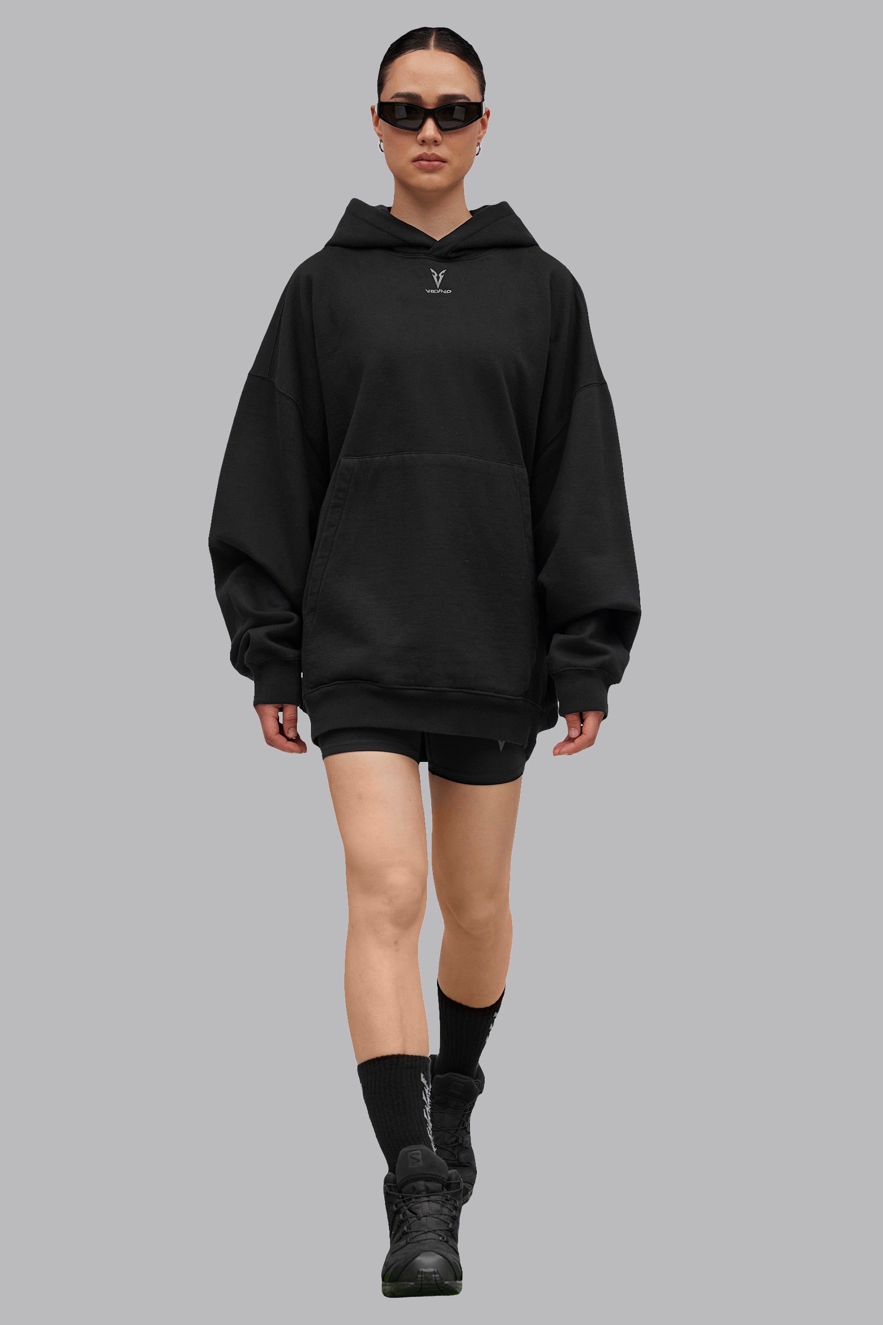 Longline Hoodie - Black