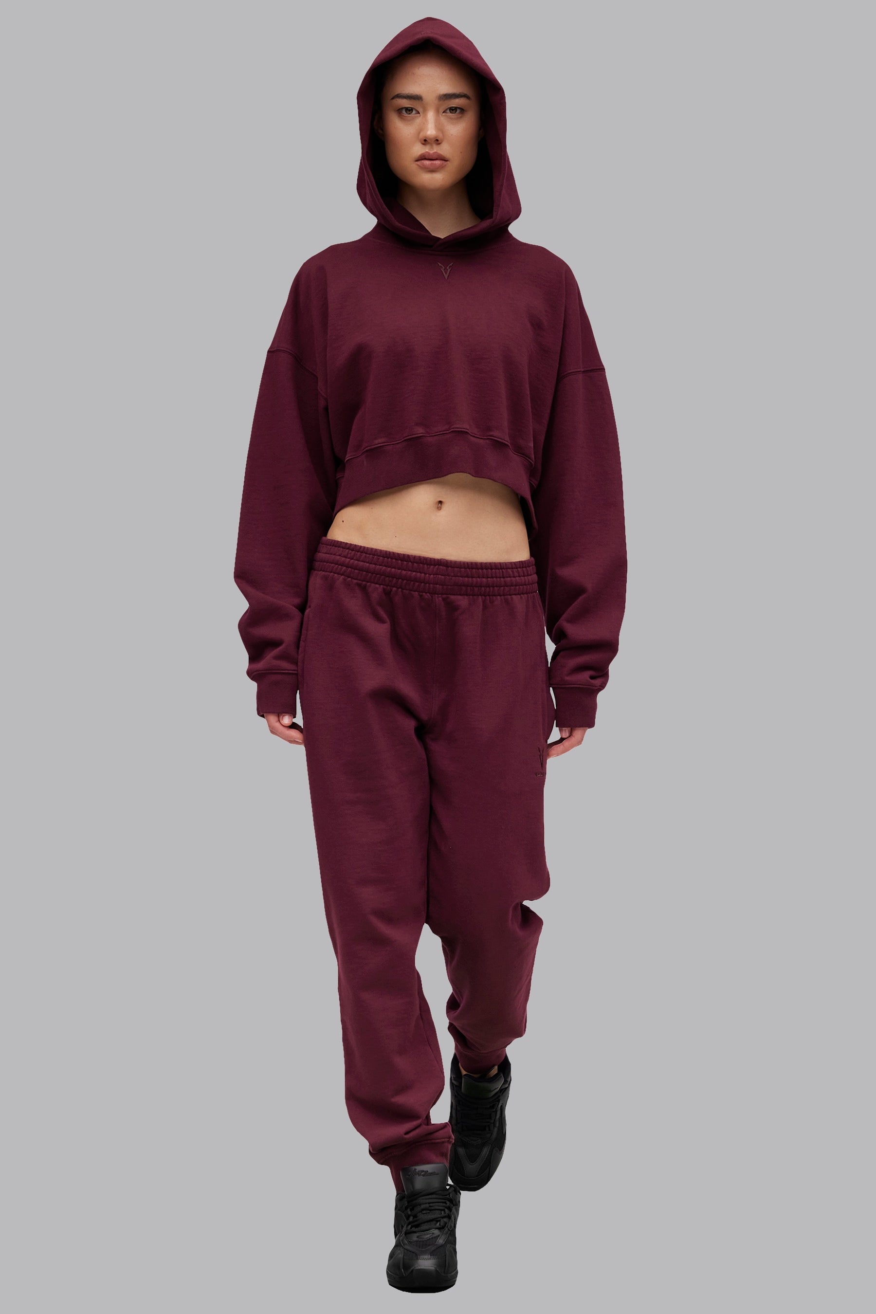 Signature Cropped Hoodie - Burgundy