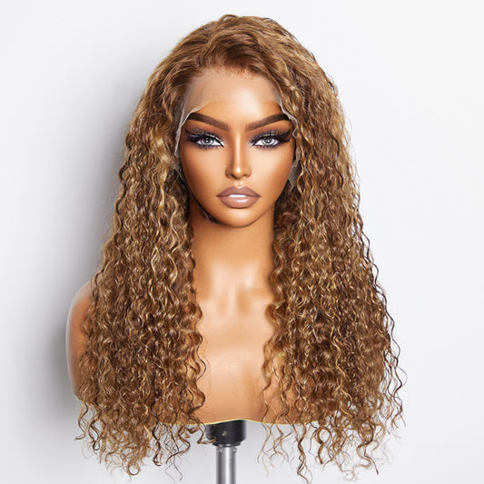 Tedhair 22-24 Inch Pre-Plucked 13"x4" Lace Front Water Wavy Wig Free Part 150% Density-100% Human Hair