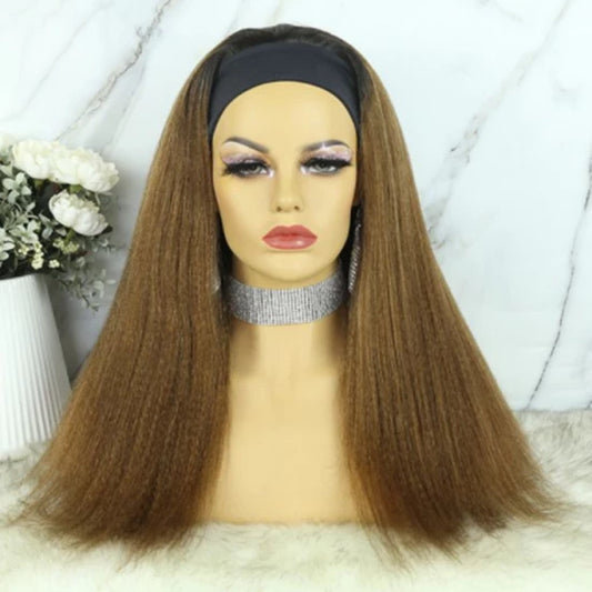 Tedhair 18 Inches Grab-N-Go T1B/30# Yaki Straight Headband Wigs 200% Density-100% Human Hair