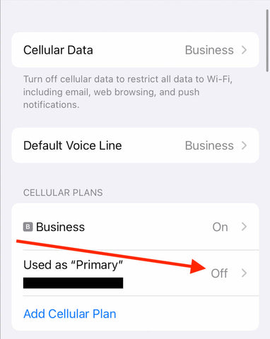 Screenshot of "turn on US Mobile cellular plan" - the second step of turning on your US Mobile line to receive 2FA SMS messages abroad