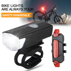 USB Rechargeable Bike Light Set Front Light with Taillight Easy to Install 3 Modes Bicycle Accessories for the Bicycle - tiazivo