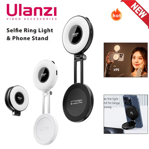 Ulanzi LM19 Mini Photography Selfie Ring Light Fill Light Adjustable Bi-color 180° Flip Phone Magnetic Stand Bracket For iPhone - tiazivo
