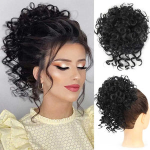 AZQUEEN Messy Hair Bun Hair Piece Elastic Drawstring Loose Wave Large Curly Bun Chignon Short Extensions For Women Daily Use - tiazivo