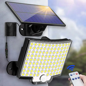 106LED Solar Light Outdoor Waterproof with Motion Sensor Floodlight Remote Control 3 Modes for Patio Garage Backyard - tiazivo