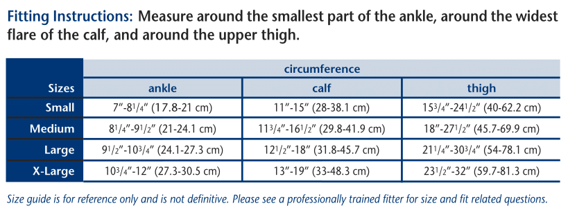 Truform Compression Size Chart