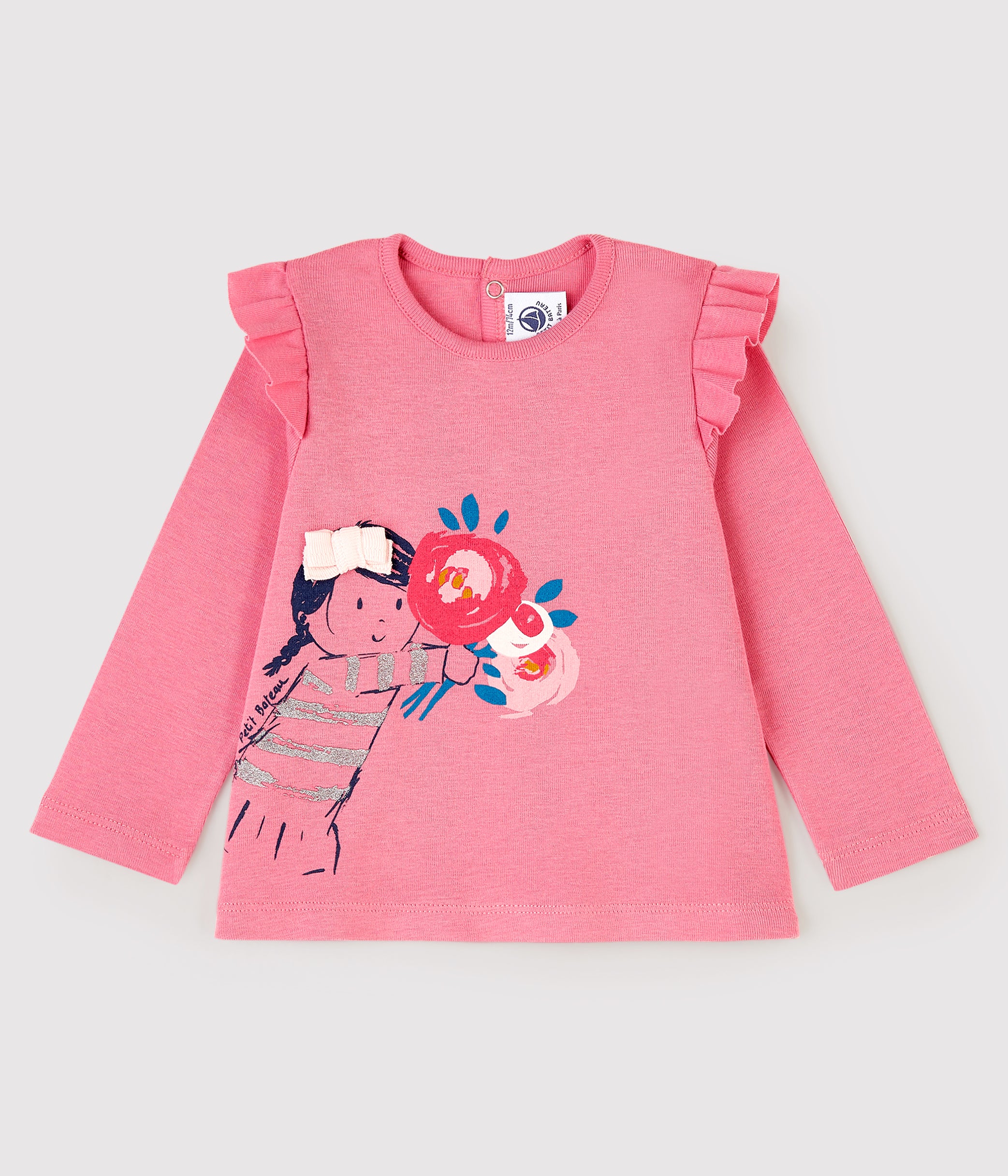 プチバトー PETIT BATEAU Tシャツ・カットソー 80 女の子 ピンク 子供
