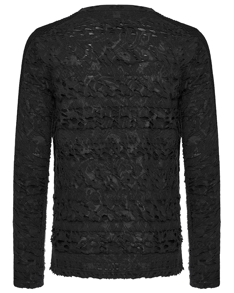 PR-WT-831TCM-BKM Mens Apocalyptic Gothic Textured Knit Top