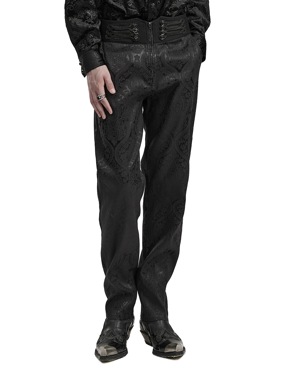 PR-WK-589XCM-BKM Mens Gothic Damask Jacquard Dress Pants