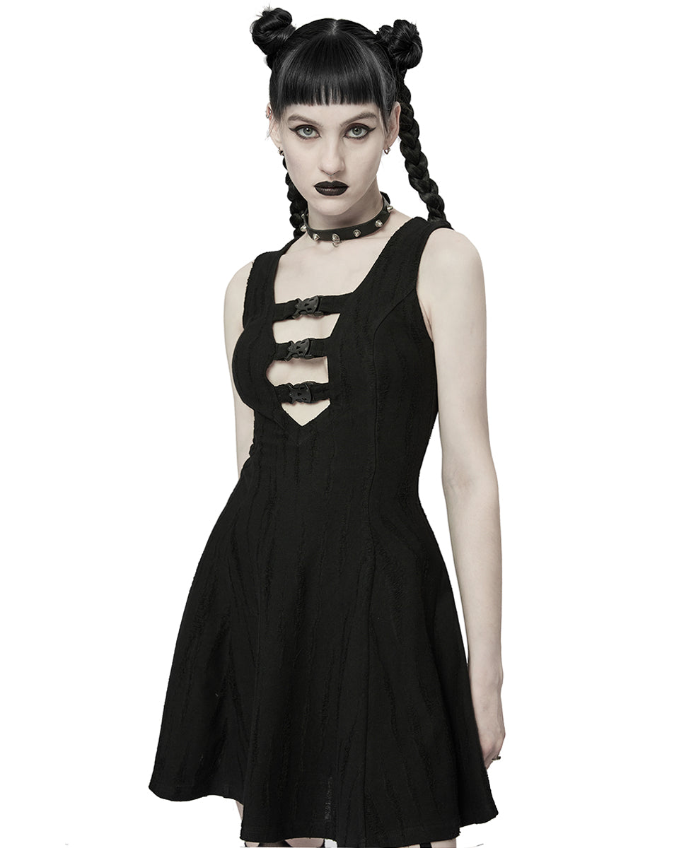 PR-Q603-BKF Womens Dark Apocalyptic Cyberpunk Mini Dress