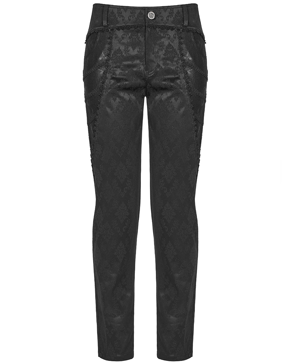 PR-K560-BKM Mens Gothic Aristocrat Jacquard Dress Pants