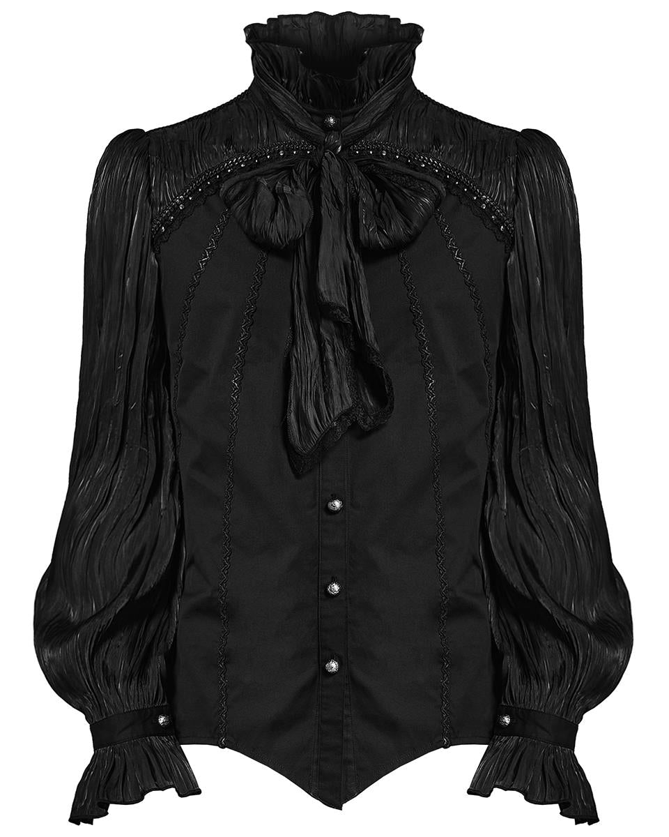 WY-1484 Mens Gothic Poet Pleated Dress Shirt & Bow Tie – Punk Rave