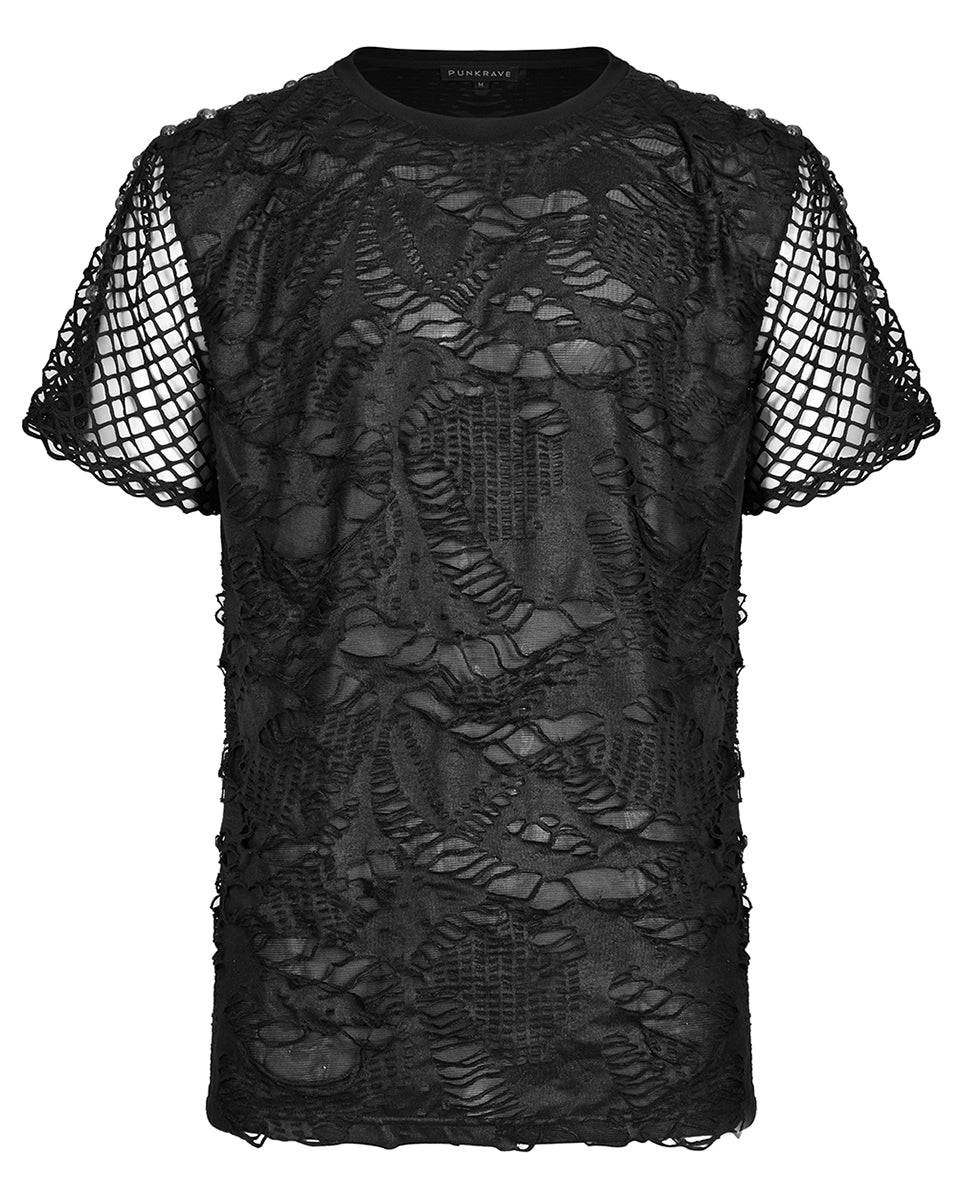 WT-703 Mens Apocalyptic Broken Mesh Tee