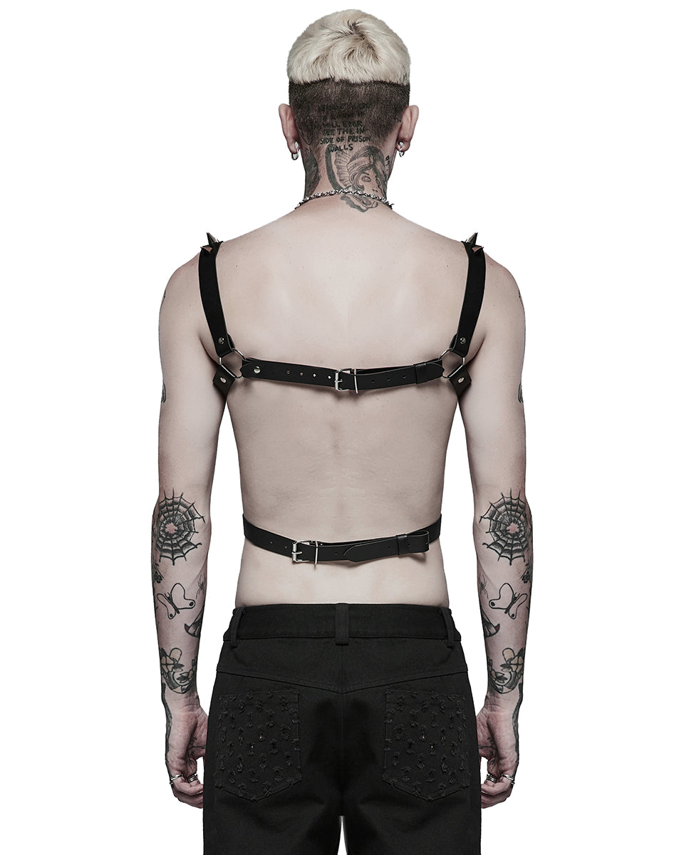 WS-494 Mens Faux Leather Spiked Harness