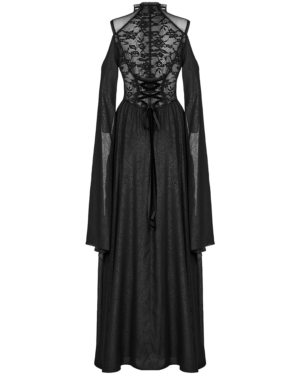 WQ-617 Baroque Gothic Lace Applique Maxi Dress