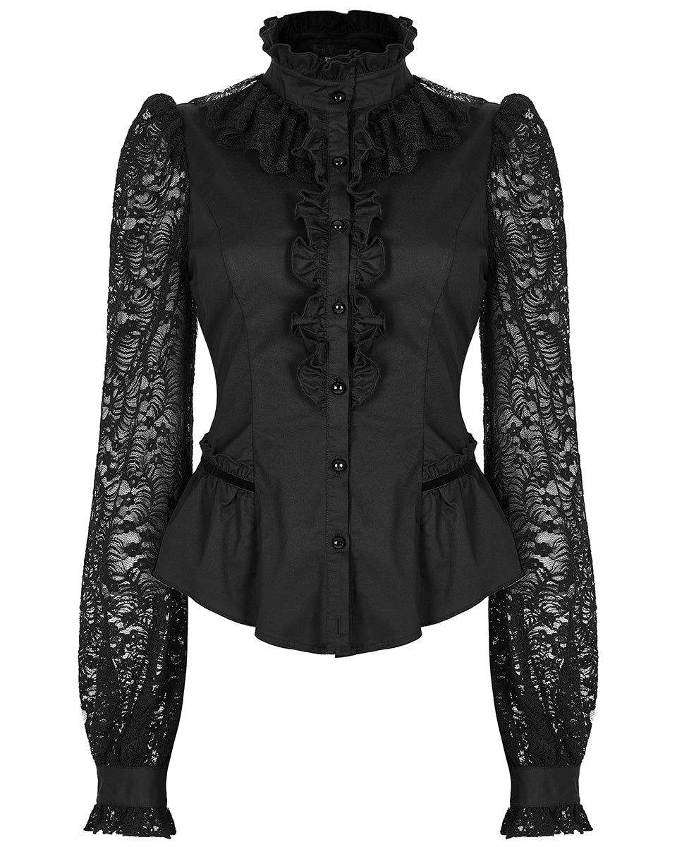 WY-1431 Womens Romantic Gothic Lace Sleeves Blouse Top