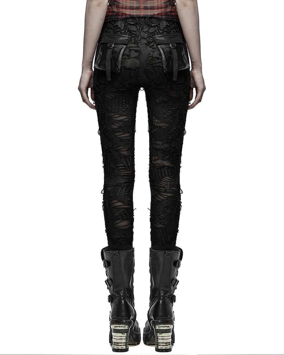 WK-492 Societal Decay Womens Apocalyptic Leggings - Black