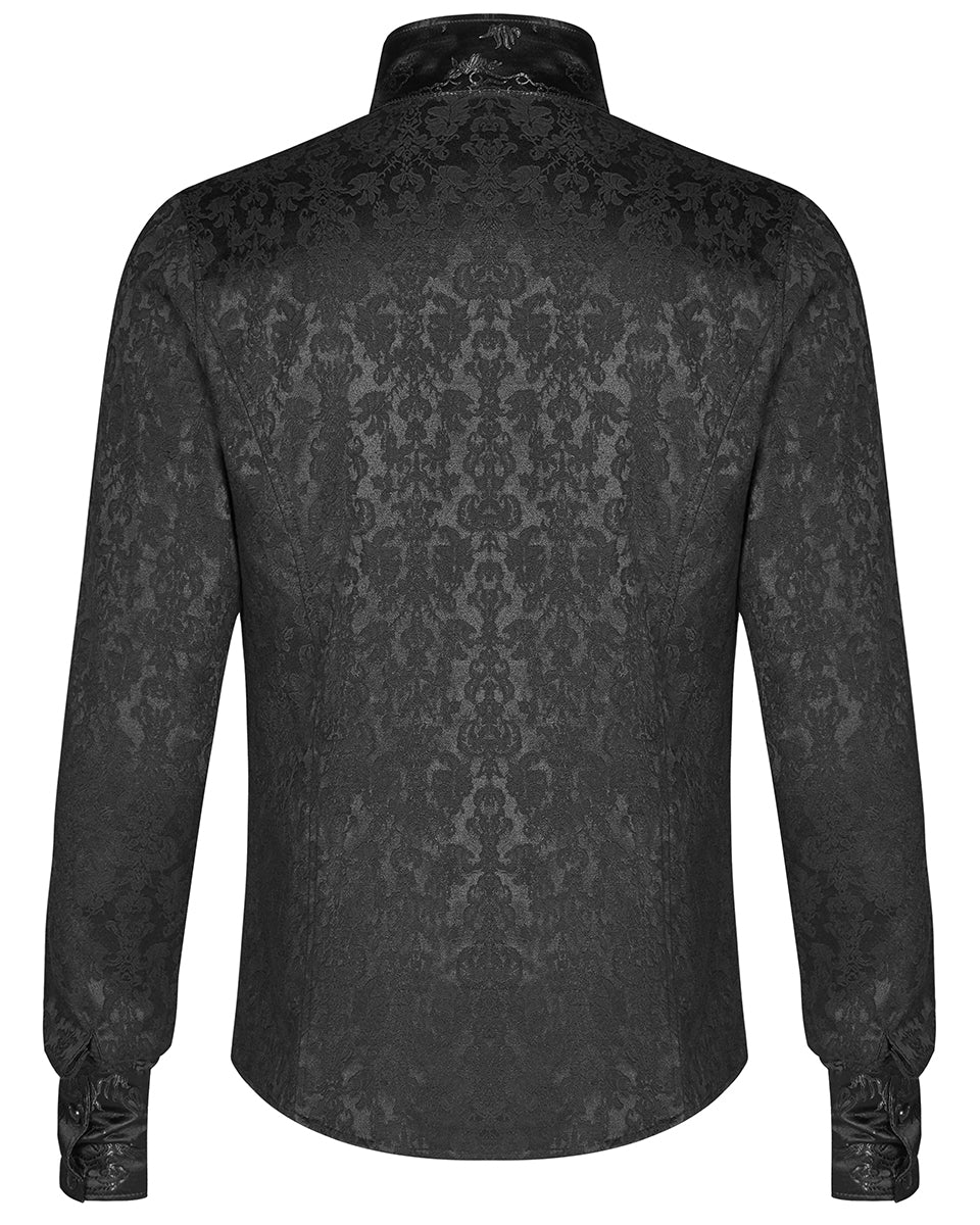 WY-1105 Archeleus Mens Gothic Shirt - Black Brocade