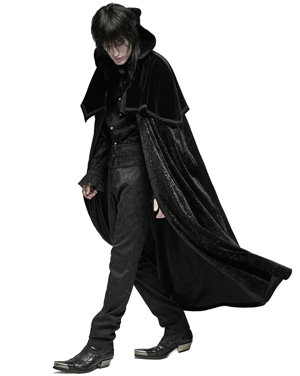 WY-1378 Mens Gothic Vampire Flocked Velvet Cloak