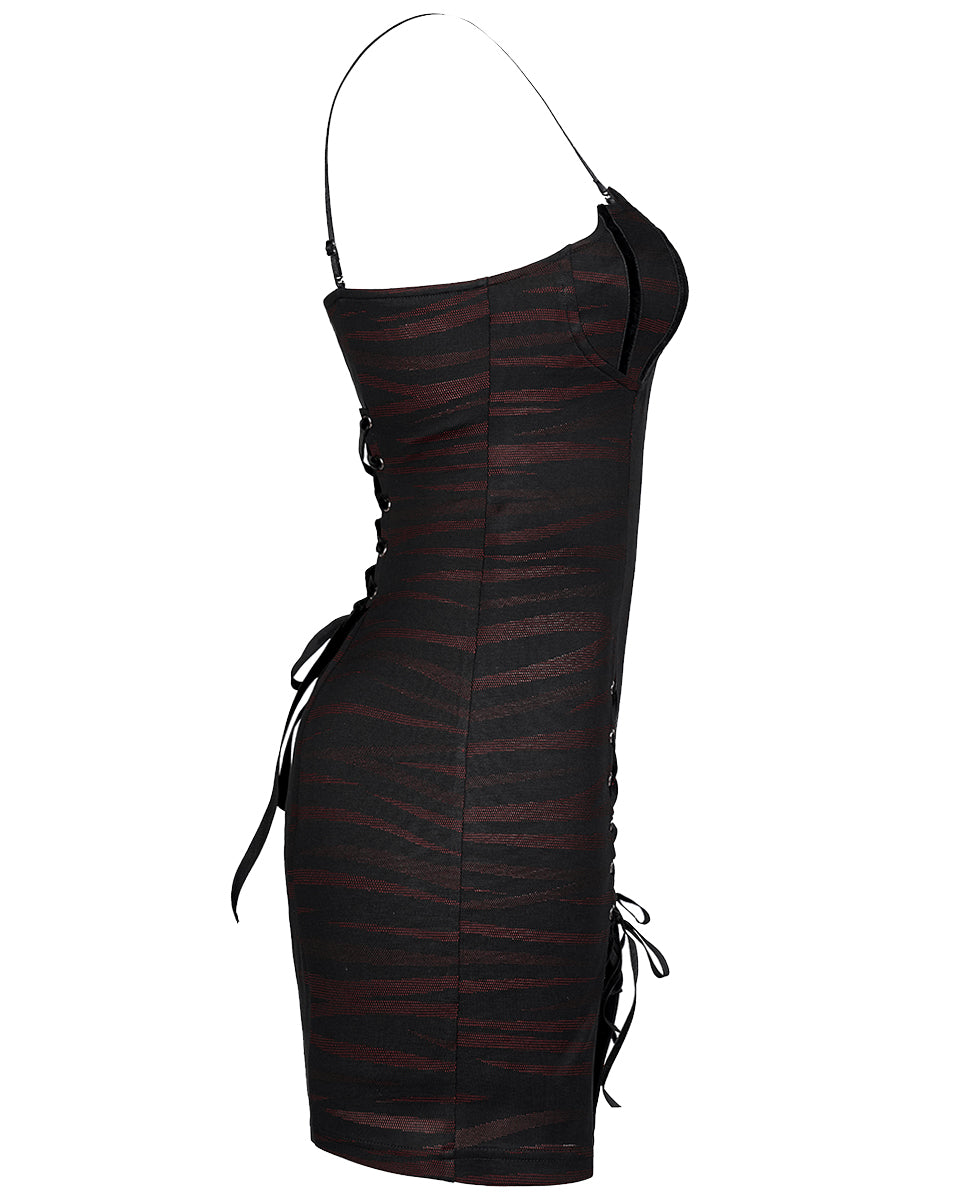 WQ-534 Womens Gothic Vampire Batwing Slip Dress - Black & Red