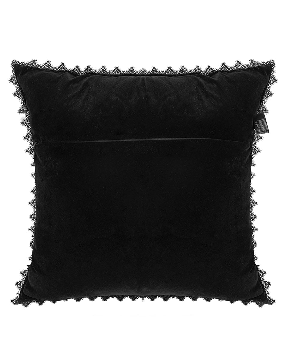 JZ-004 Gothic Home Serpentine Embroidered Filled Cushion - Black & Red