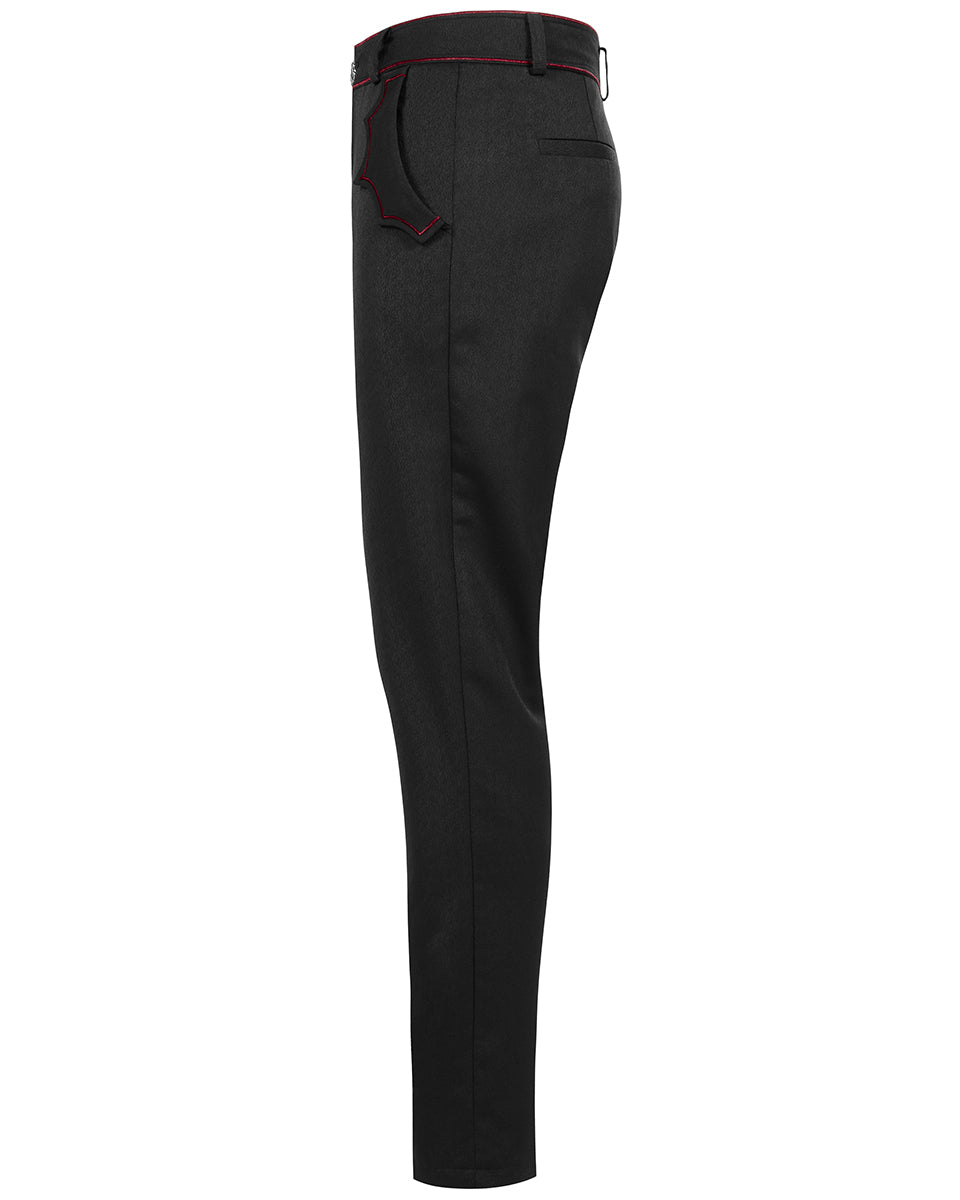 WK-481 Chiroptera Mens Gothic Dress Pants - Black & Red