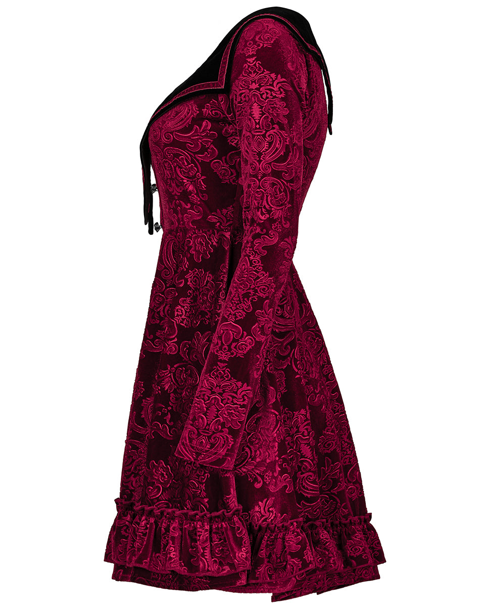 OPQ-1356 Daily Life Vampire Princess Velvet Mini Dress - Red & Black