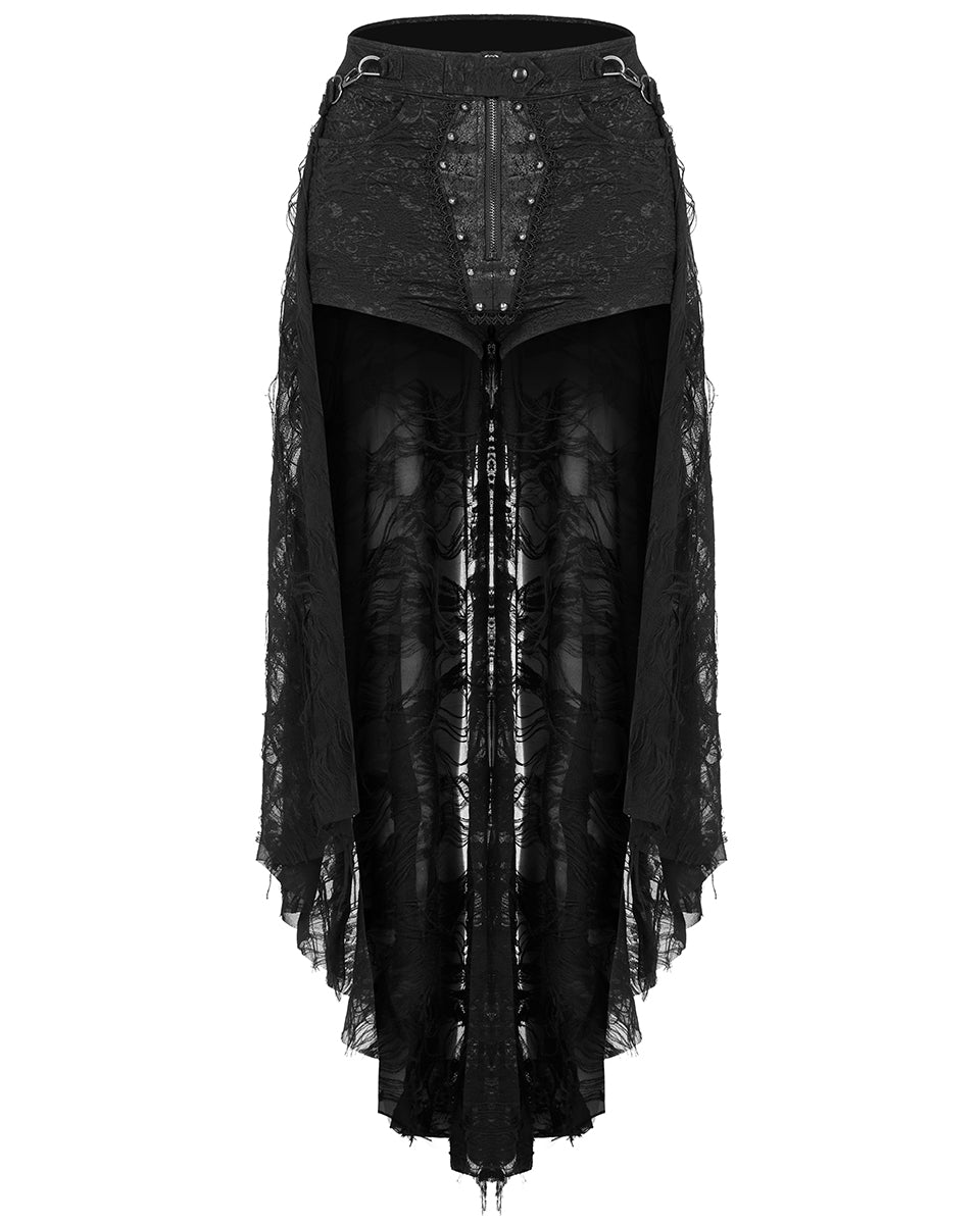 WK-502 Womens Gothic Studded Casket Lace Hot Shirts & Half Skirt Set