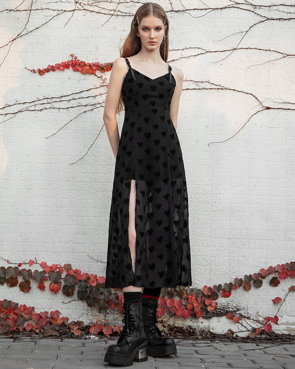 OPQ-1012 Daily Life Stolen Hearts Chiffon Gothic Maxi Dress